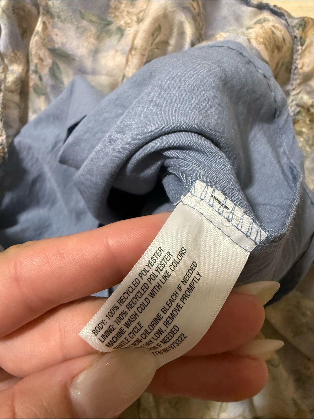 Wild Fable Organza Midi Babydoll Dress Blue Floral Vintage Style Women’s Size XS - Picture 7 of 8